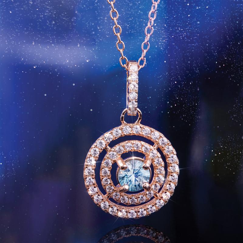 Blue & White Zircon Halo Necklace
